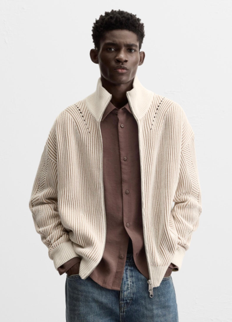 Strickjacke mit Linien Muster für Herren