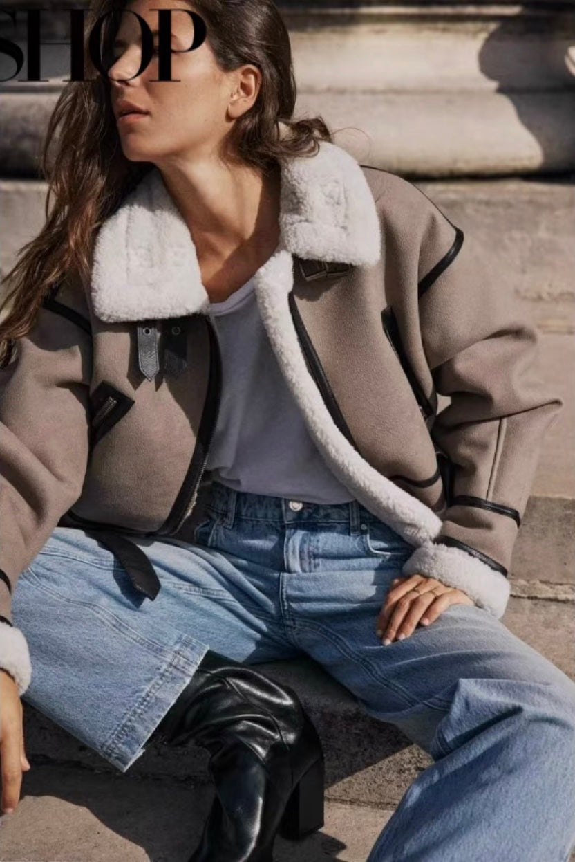 Elegante Pilotenjacke aus Wildleder für Frauen