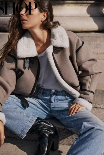 Elegante Pilotenjacke aus Wildleder für Frauen