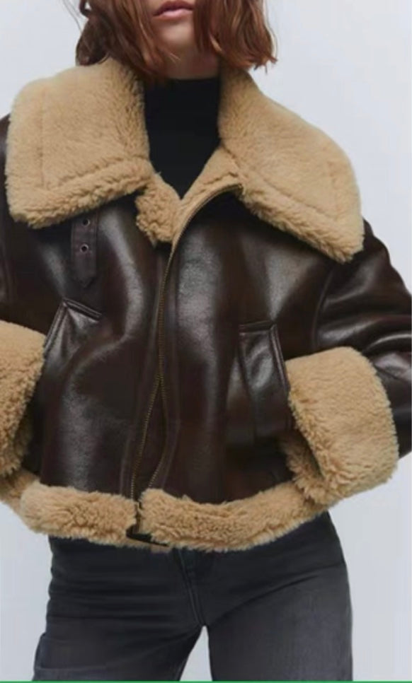 Pilotenjacke aus Kunstleder für Damen