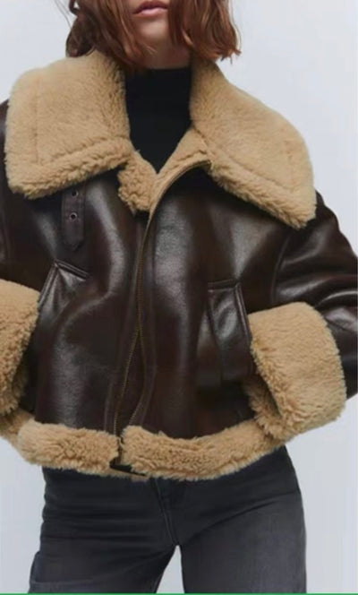 Pilotenjacke aus Kunstleder für Damen