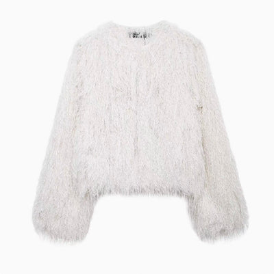 Kurzjacke in Felloptik für Damen