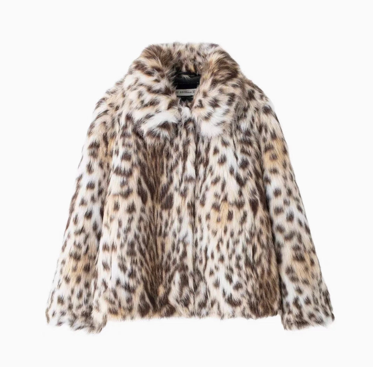 Virale Kunstpelz Jacke im Hellen Leopardenmuster