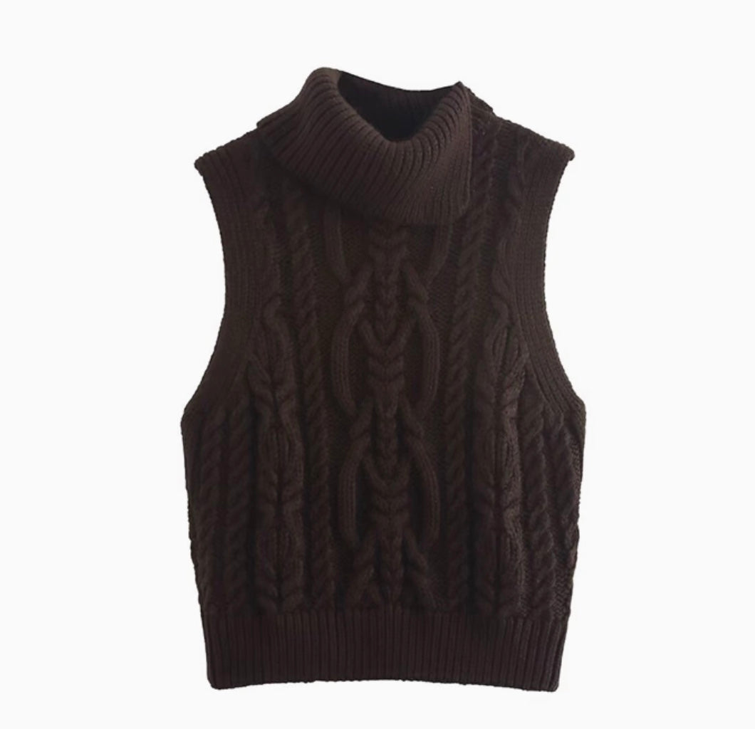 Ärmelloser Rollkragenpullover mit Muster für Frauen