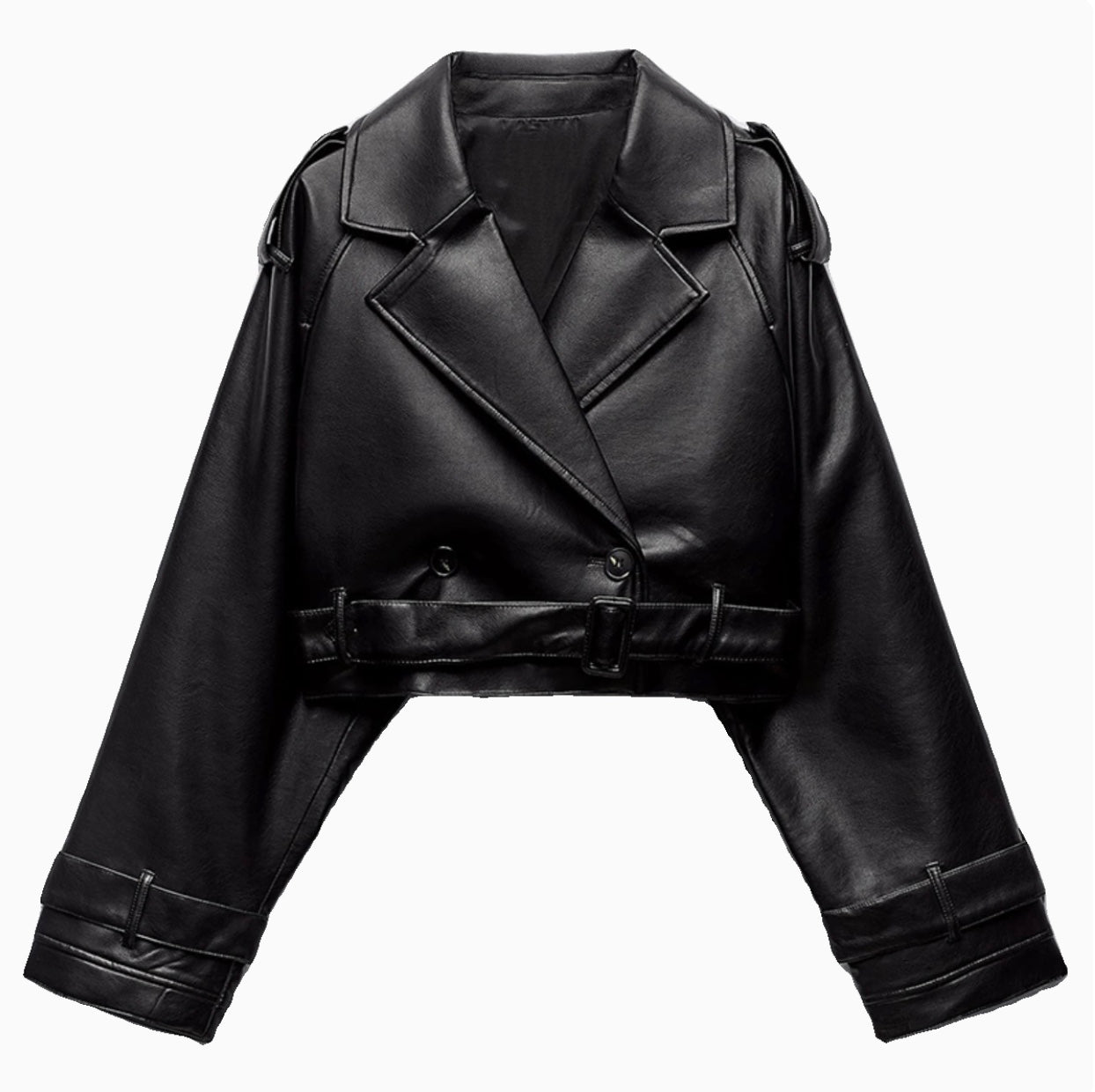 Stylische Bikerlederjacke im Crop Schnitt für Frauen