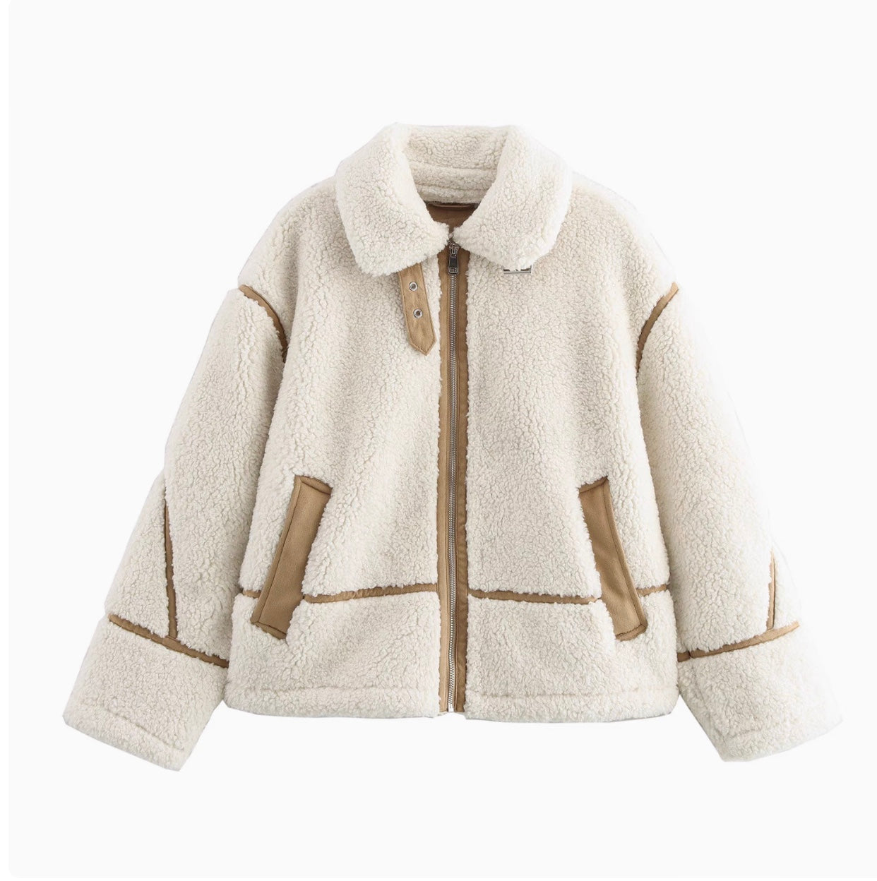 Plüschjacke mit Fell für Damen