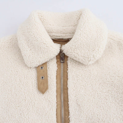 Plüschjacke mit Fell für Damen