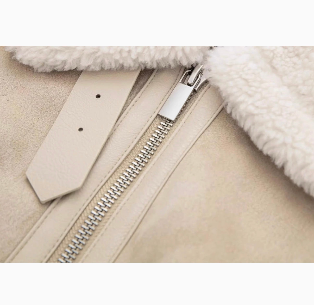 Beige Wildlederjacke mit Fellfutter für Frauen