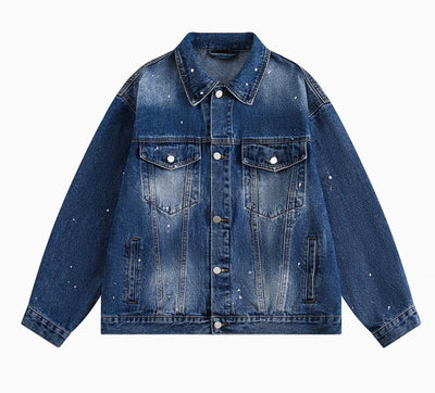 Jeansjacke mit Farbspritzen