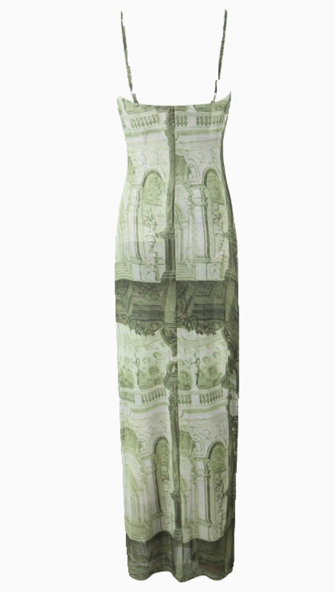 Elegantes Kleid mit französischen Barock Muster für Frauen