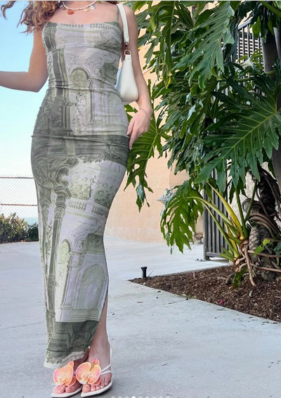 Elegantes Kleid mit französischen Barock Muster für Frauen