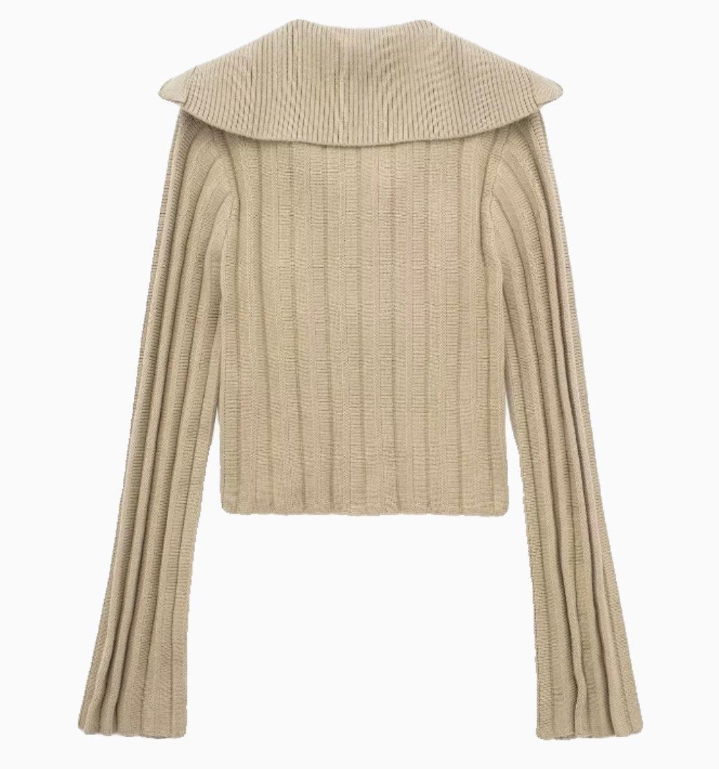Langärmiger Strickpullover mit Cropped Schnitt für Frauen