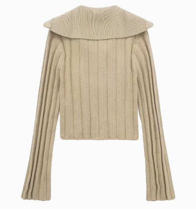 Langärmiger Strickpullover mit Cropped Schnitt für Frauen
