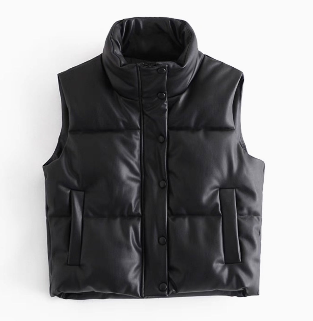 Cropped Ledersteppweste für Frauen
