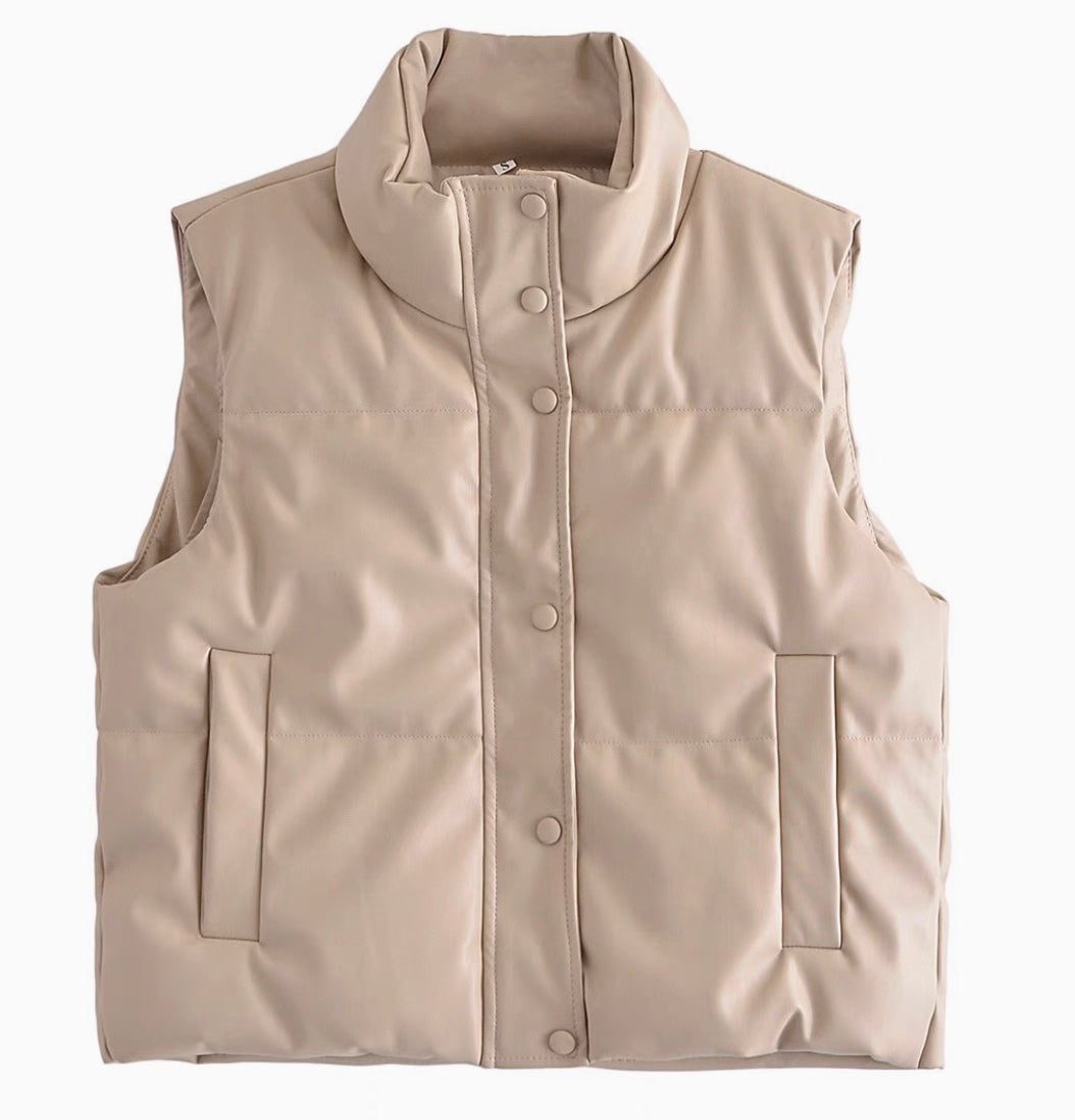 Cropped Ledersteppweste für Frauen