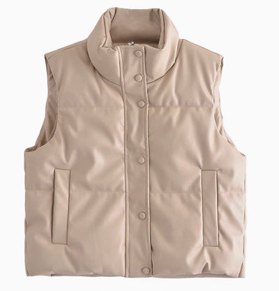 Cropped Ledersteppweste für Frauen