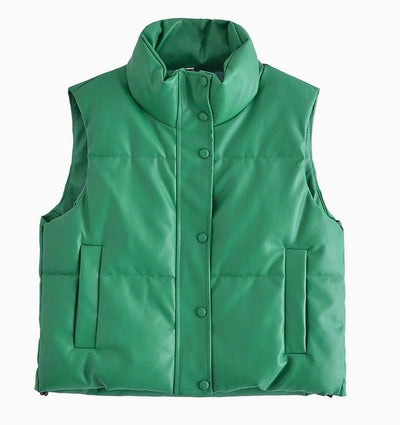 Cropped Ledersteppweste für Frauen