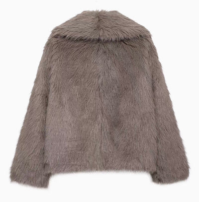 Virale Kurze Kunstfelljacke mit Knopf für Frauen