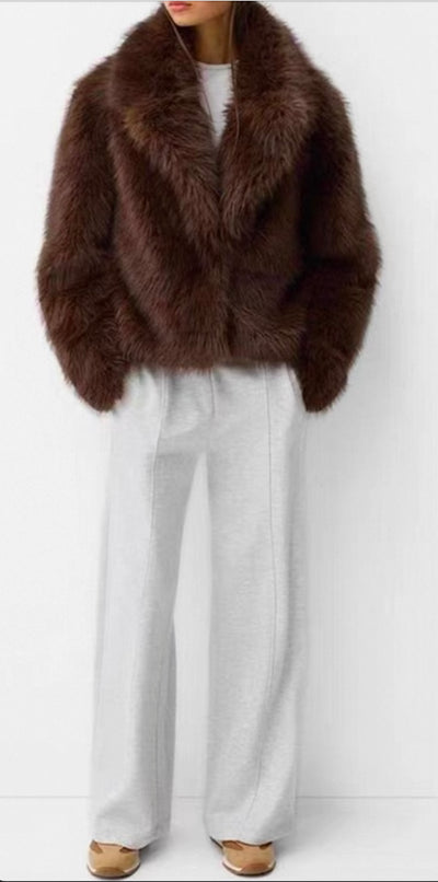 Virale kurze Pelz Jacke mit Fell Optik für Frauen