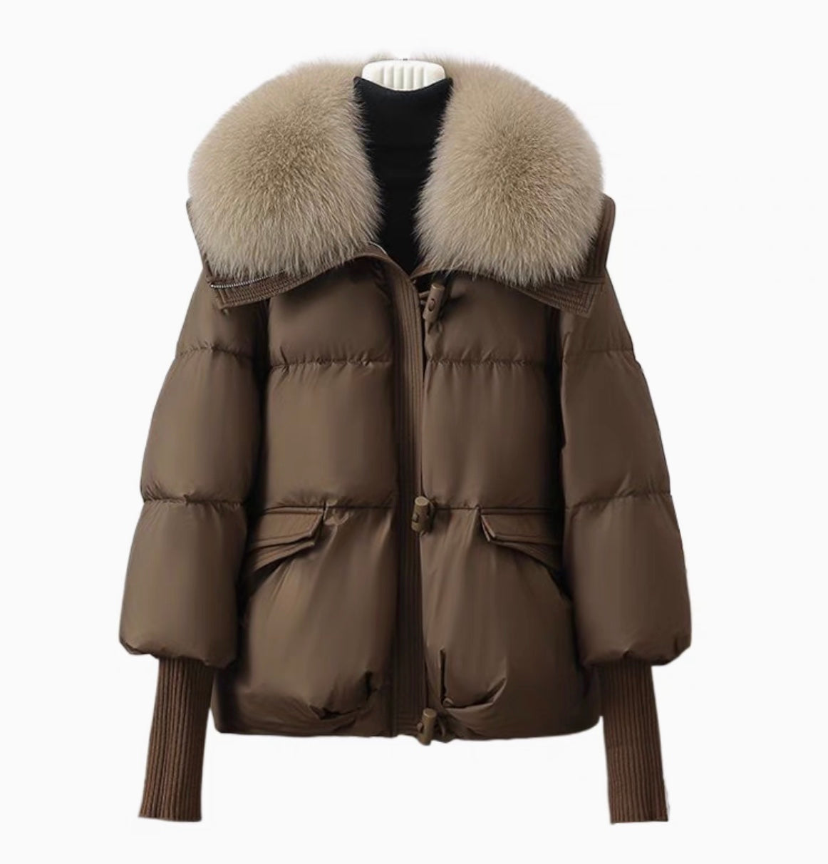 Glamoursöe Puffer Steppjacke mit Kunstpelz für Frauen