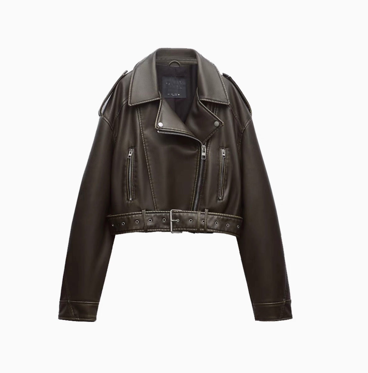 Virale Lederjacke im Crop- Top Schnitt für Frauen