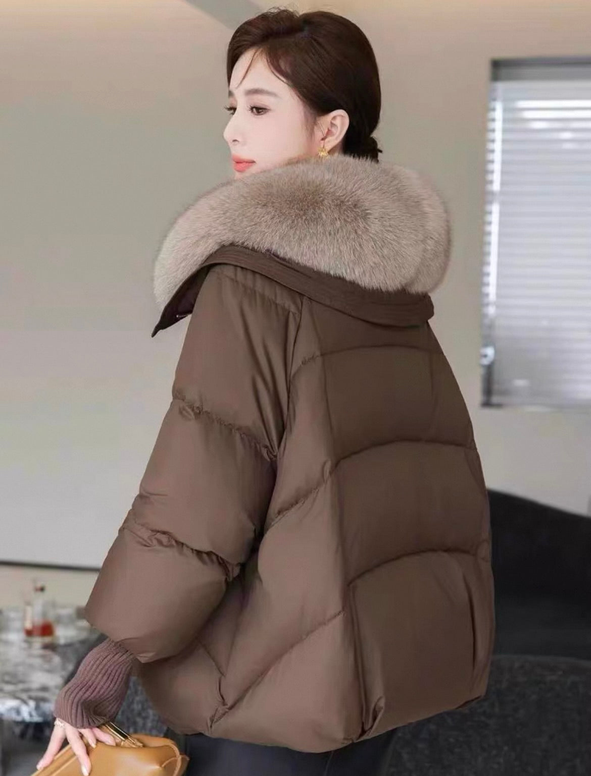 Glamoursöe Puffer Steppjacke mit Kunstpelz für Frauen
