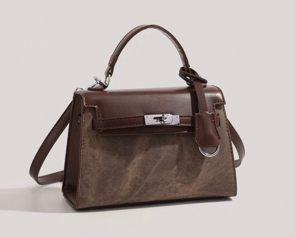 Eckige Leder Umhängetasche für Frauen