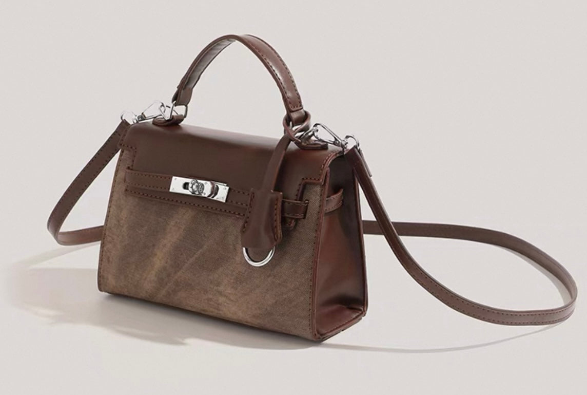 Eckige Leder Umhängetasche für Frauen