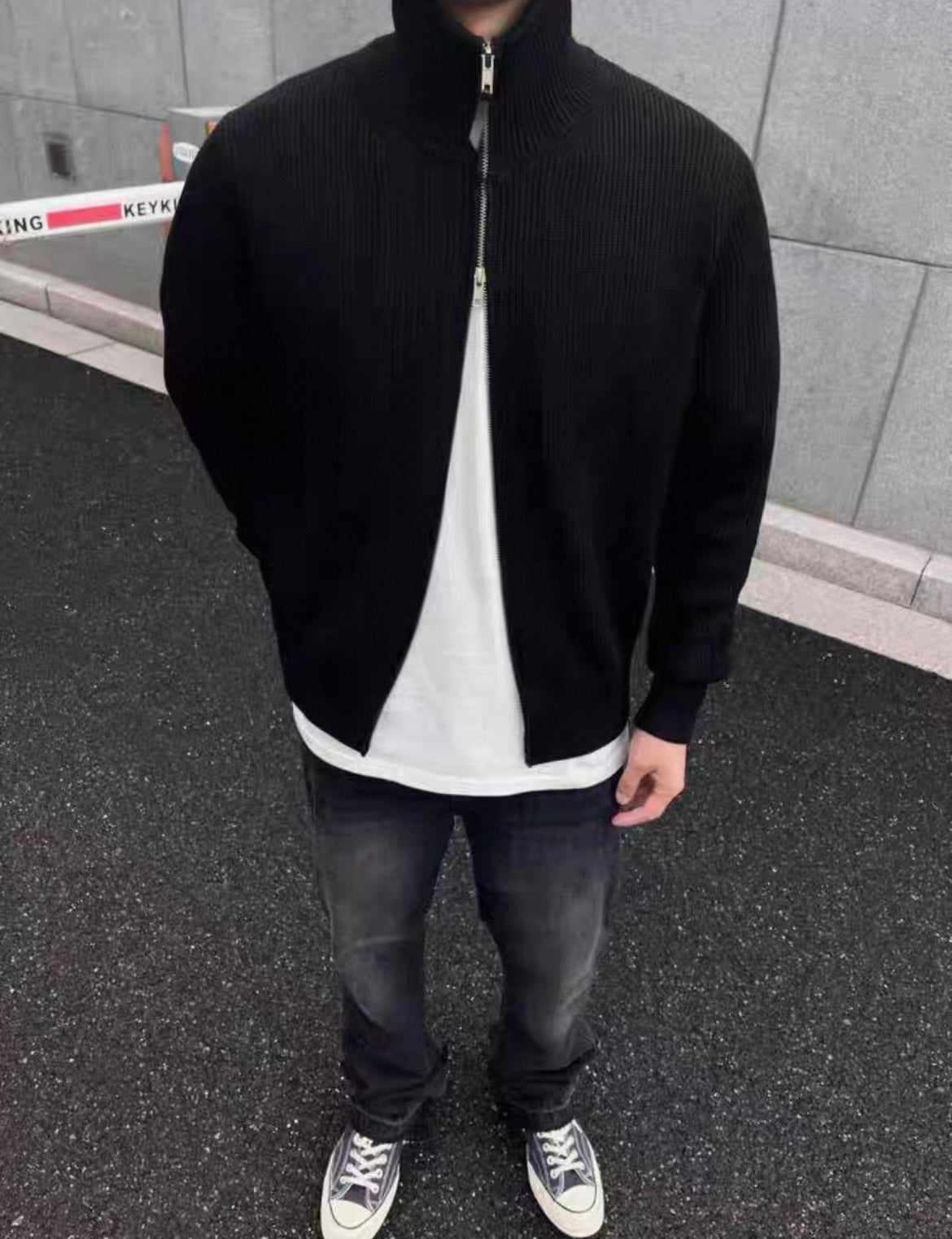 Eleganter Strickpullover mit Doppel-Reißverschluss für Herren