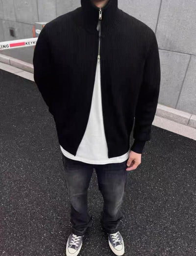 Eleganter Strickpullover mit Doppel-Reißverschluss für Herren