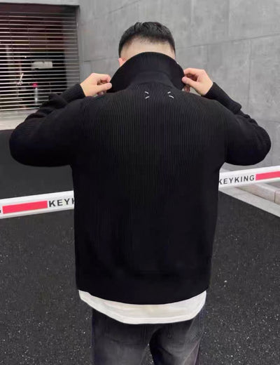 Eleganter Strickpullover mit Doppel-Reißverschluss für Herren