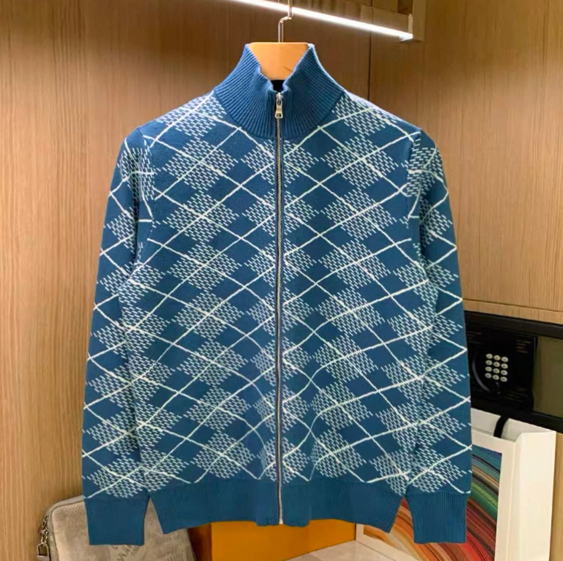 Feinstrickjacke mit Reißverschluss und Stehkragen für Herren
