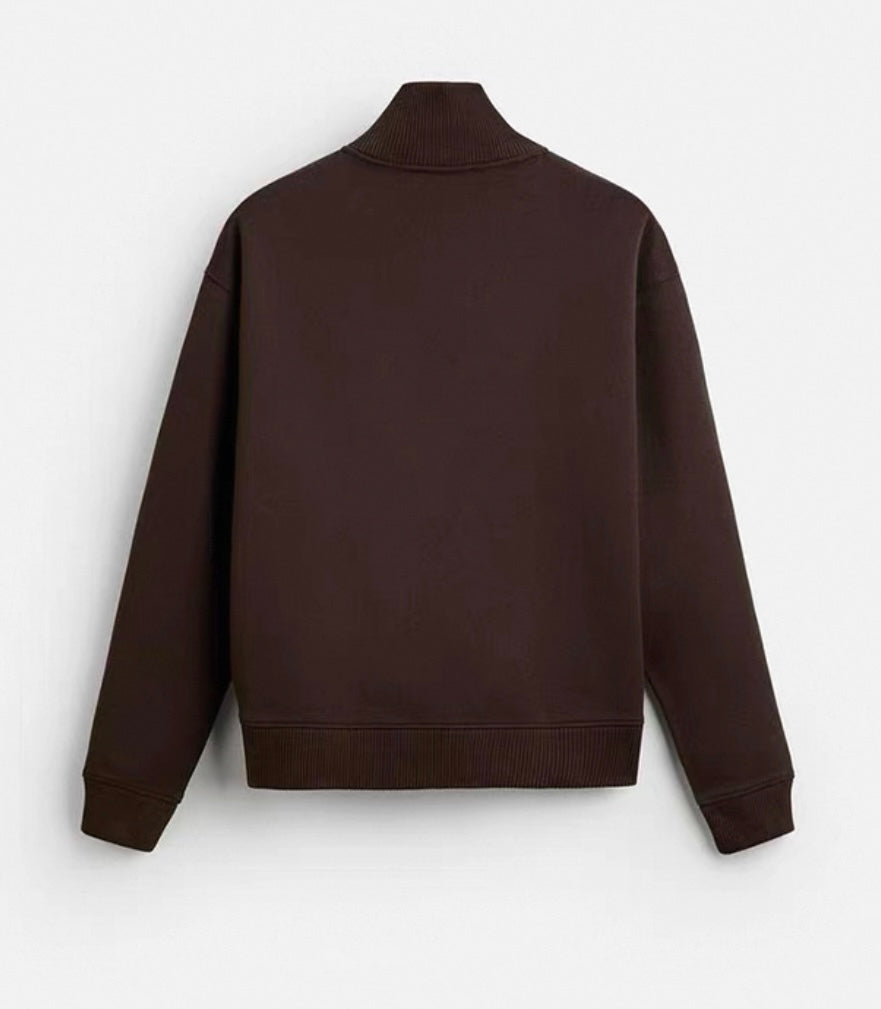 Braune Jacke mit Reißverschluss und Stehkragen aus Polyester-Mesh für Herren