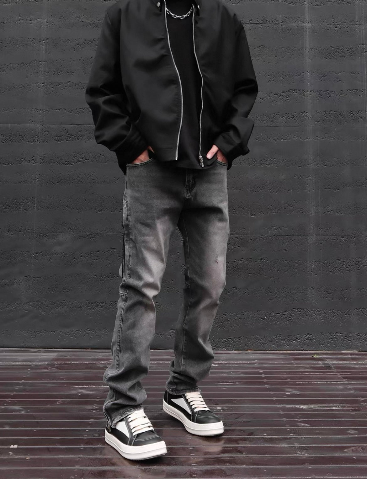 Straight Fit Jeans mit Ankle Zip für Herren