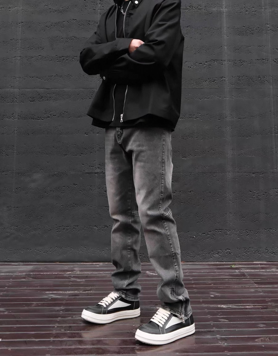 Straight Fit Jeans mit Ankle Zip für Herren