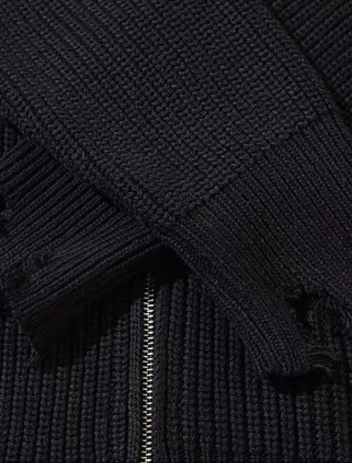 Strickjacke mit Rissen und Reißverschluss für Herren