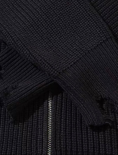 Strickjacke mit Rissen und Reißverschluss für Herren