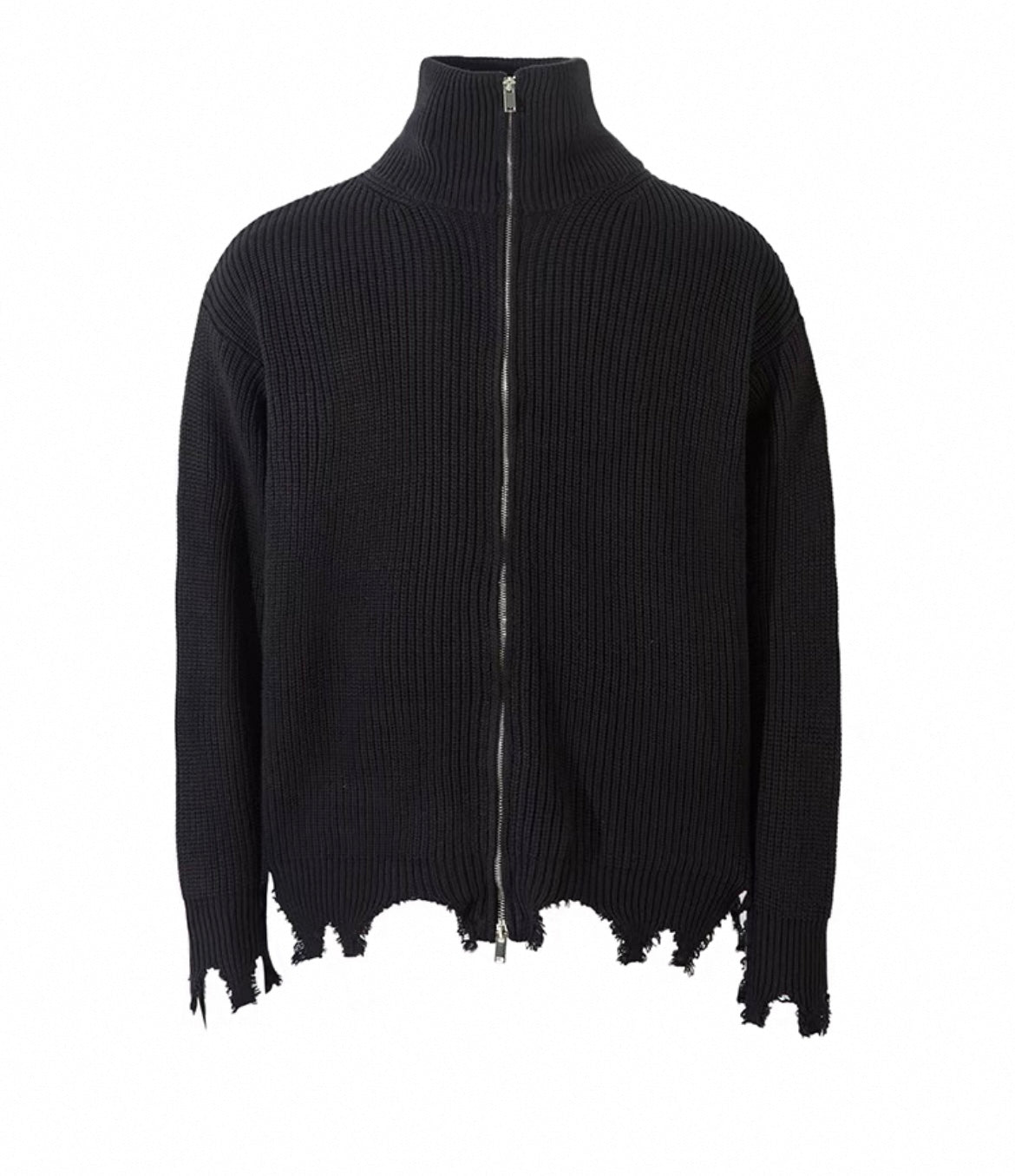 Strickjacke mit Rissen und Reißverschluss für Herren