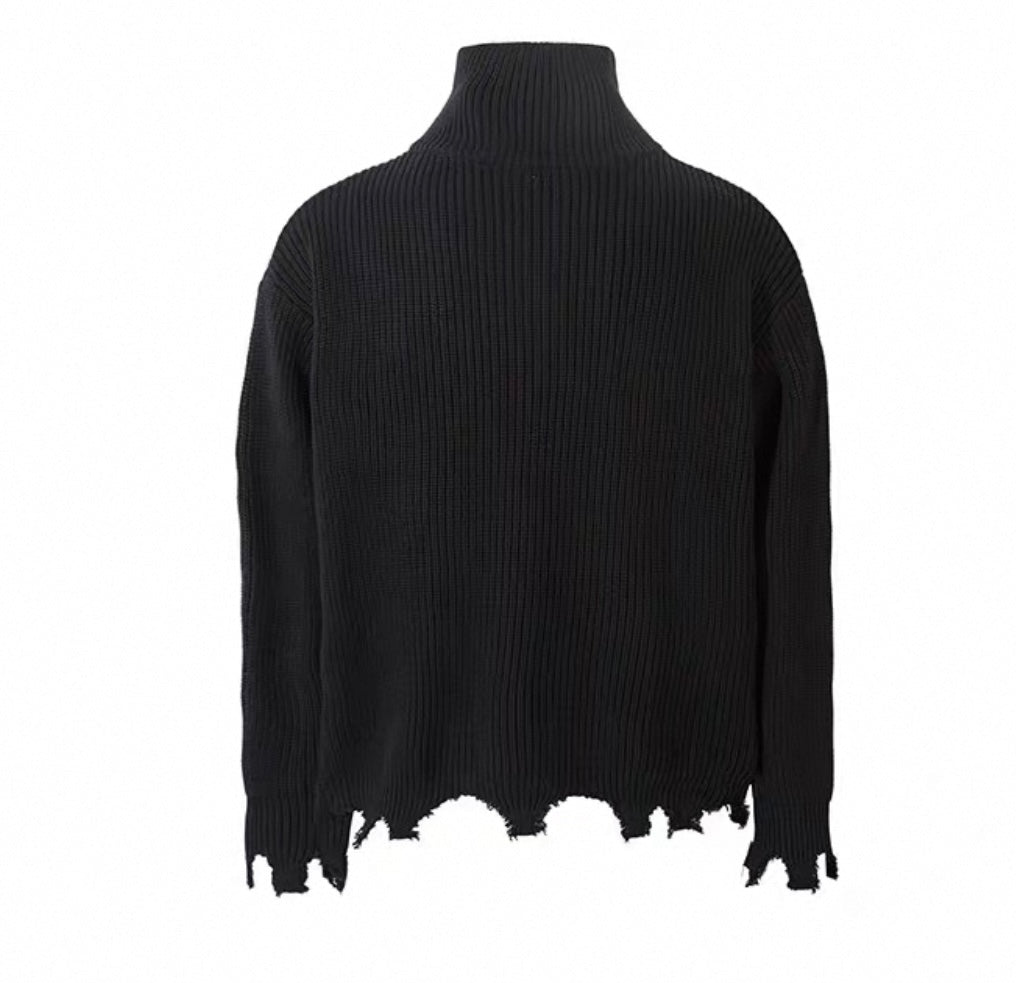 Strickjacke mit Rissen und Reißverschluss für Herren