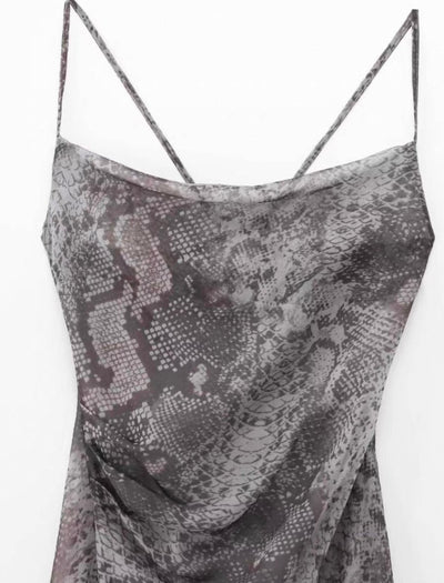 Dünnes Freizeitkleid mit Schlangen- Python Muster für Frauen