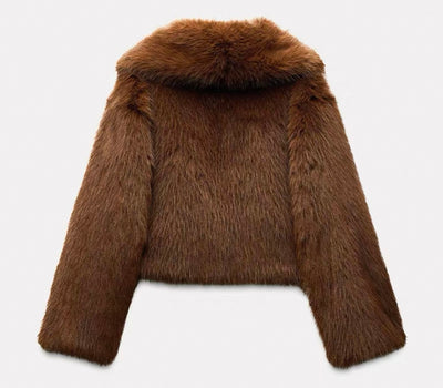 Kurzer viraler Pelzfellmantel für Frauen