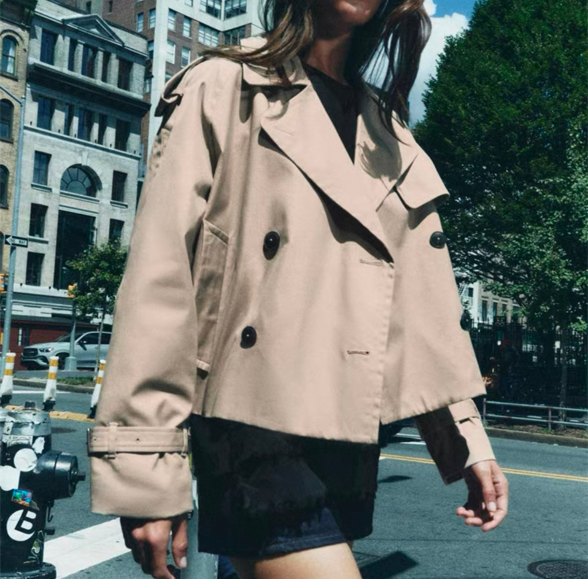 Cropped Trenchcoat Übergangsjacke für Frauen