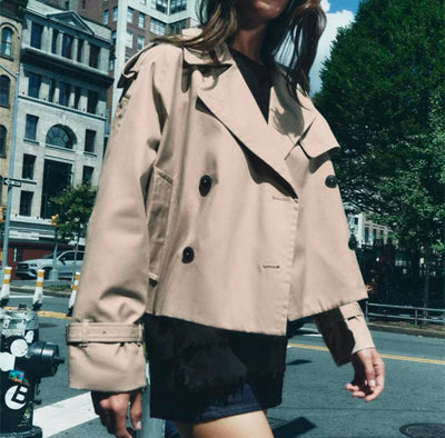 Cropped Trenchcoat Übergangsjacke für Frauen
