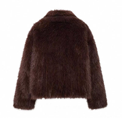 Virale kurze Pelz Jacke mit Fell Optik für Frauen