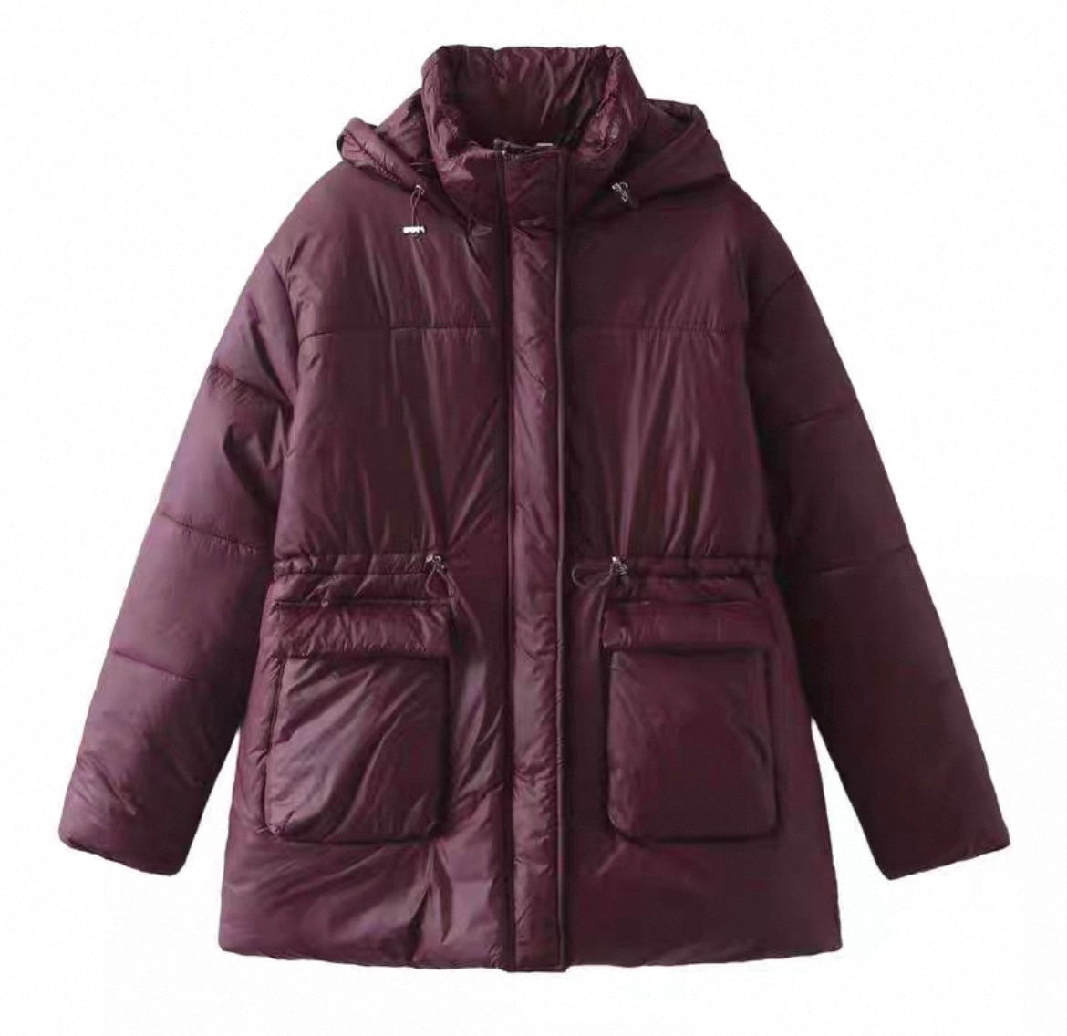 Lange Steppjacke mit Seitentaschen für Frauen