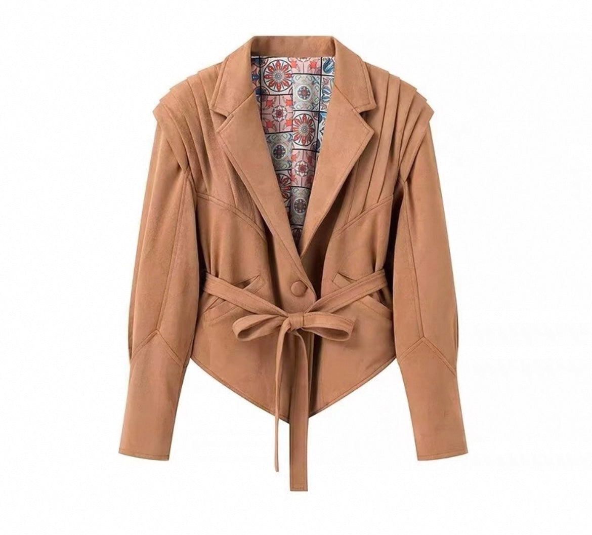 Stylisch Elegante Velourslederjacke aus für Frauen