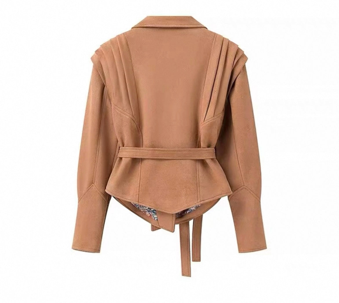 Stylisch Elegante Velourslederjacke aus für Frauen