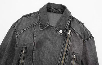 Stylische Jeans Jacke mit Reißverschluss für Frauen