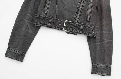 Stylische Jeans Jacke mit Reißverschluss für Frauen