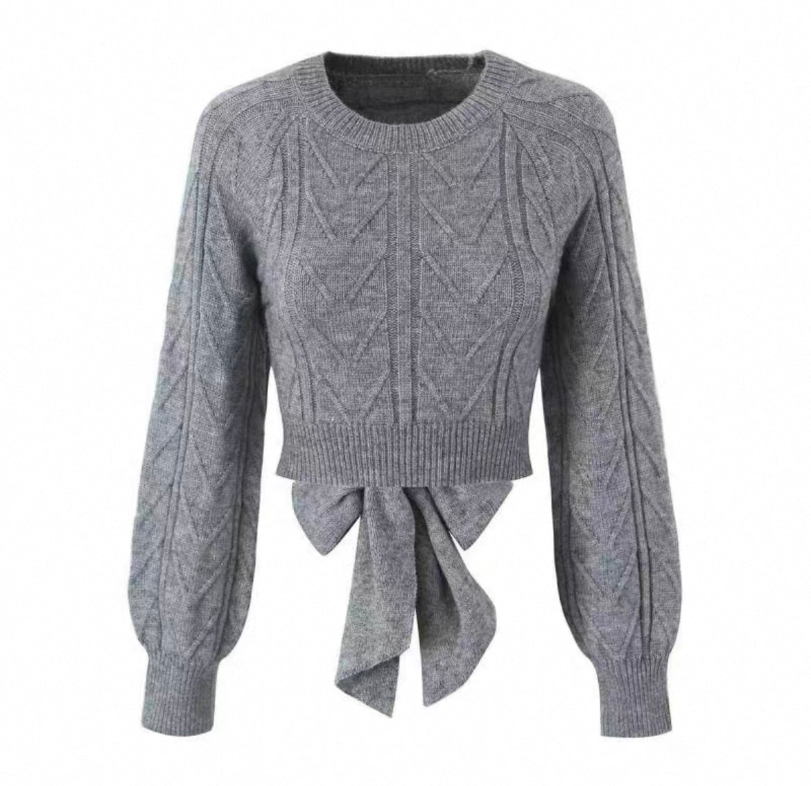 Bauchfreier Strickpullover mit Zopfmuster für Frauen